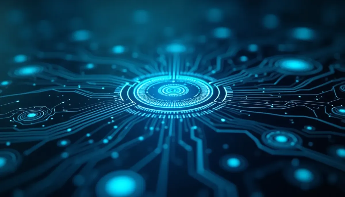 A clean, architectural blueprint of a complex machine, showing clear lines of communication and data flow.