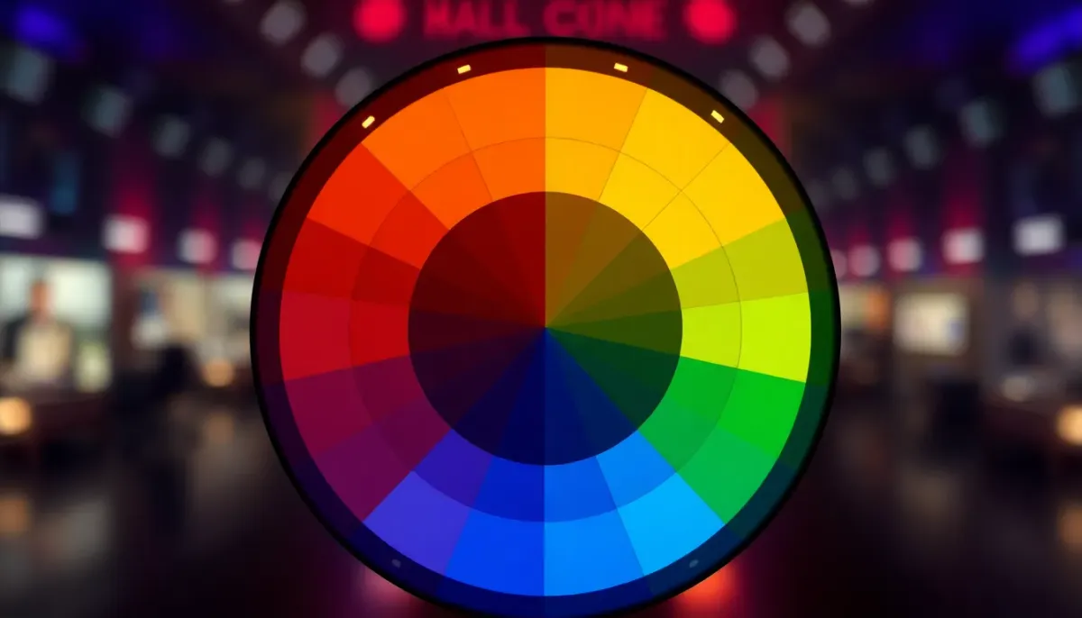 a simple color wheel diagram highlighting warm colors (red, orange, yellow) on one side and cool colors (blue, green, purple) on the other